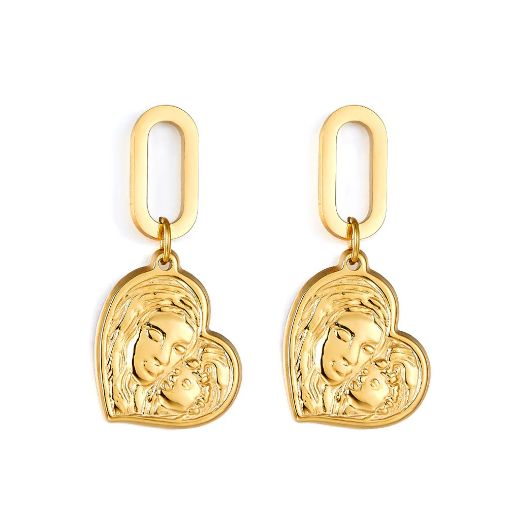 Mother Heart Hoops Earrings