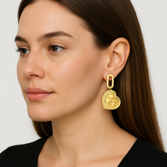 Mother Heart Hoops Earrings