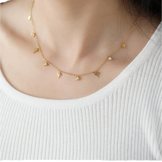 Celestial Glow Gold Star Necklace