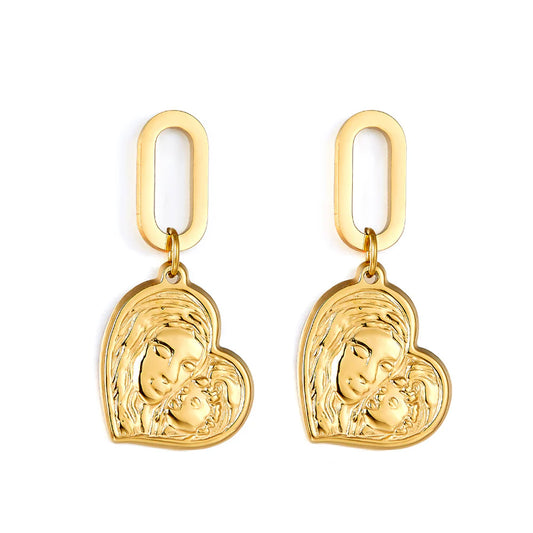 Mother Heart Hoops Earrings