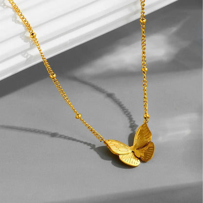 Golden Butterfly Glow Necklace & Earrings Set