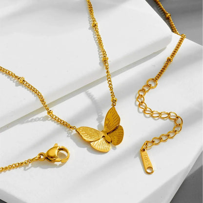 Golden Butterfly Glow Necklace & Earrings Set