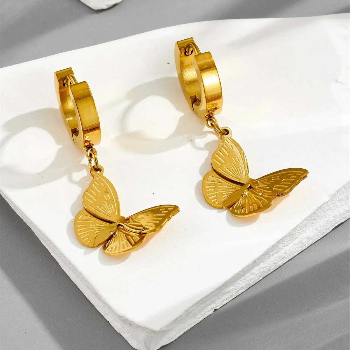 Golden Butterfly Glow Necklace & Earrings Set