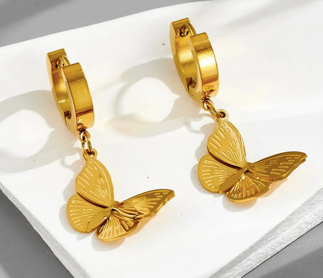 Golden Butterfly Glow Necklace & Earrings Set
